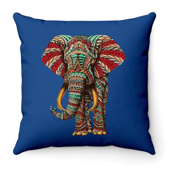 Henna Stylish Artistic Save The Elephants Throw Pillow
