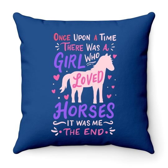 Horse Girl Horses Show Jumping Equestrian Barrel Racing Throw Pillow