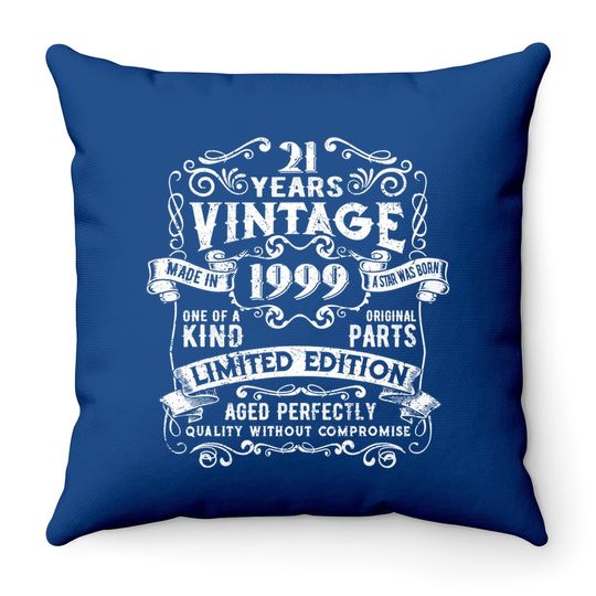 Vintage Made In 1999 21st Bithday Gift 21 Years Old Birthday Throw Pillow