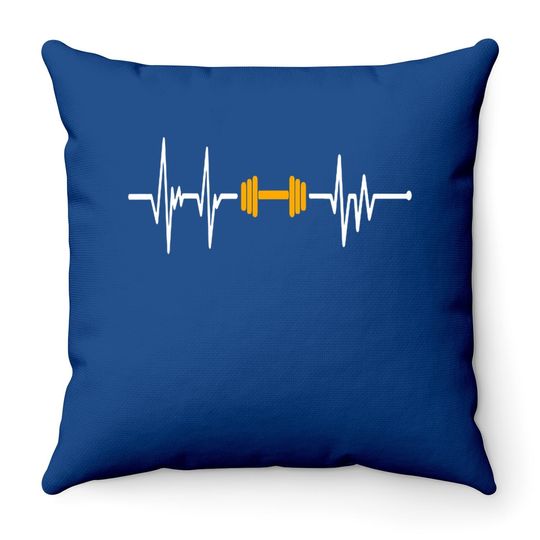 Barbell Weightlifting Heartbeat Bodybuilding Throw Pillow