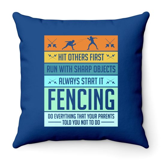 Fencing Throw Pillow Sport Pun For Youth Throw Pillow