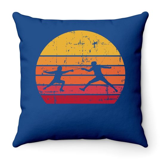 Retro Fencing Gift Vintage Fencing Throw Pillow