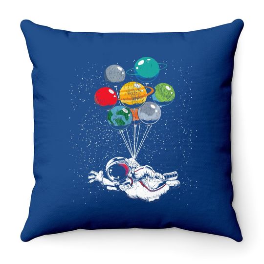 Space Travel Astronaut Planets Balloons Space Science Throw Pillow