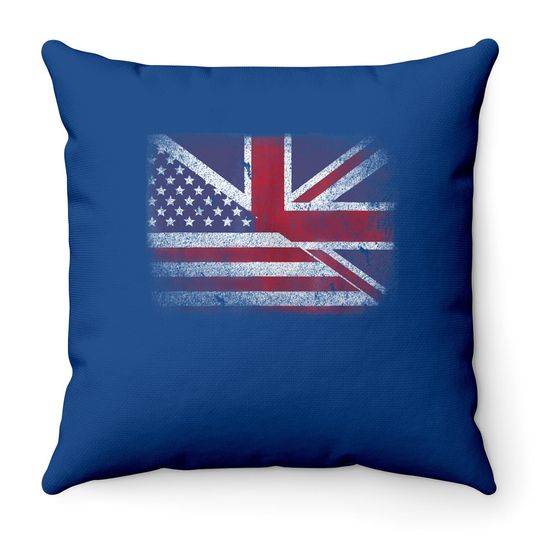 British American Flag Great Britain Union Jack Throw Pillow.