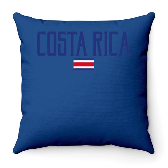 Costa Rica Flag Vintage Blue Text Throw Pillow