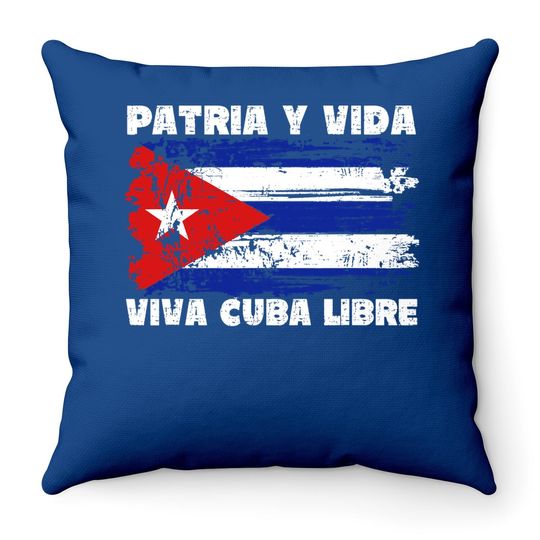 Viva Cuba Libre Patria Y Vida, Cuba Flag Throw Pillow