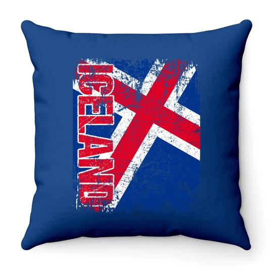 Iceland Flag Vintage Distressed Throw Pillow