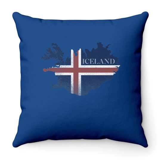 Map Of Iceland Flag Throw Pillow