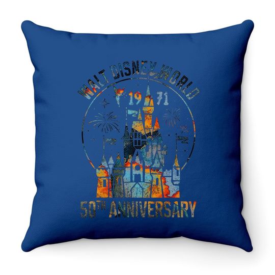 Disney 50th Anniversary Wdw Throw Pillow
