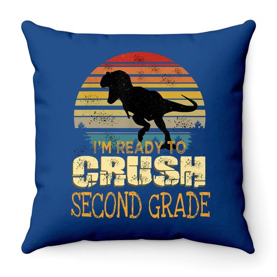 Ready To Crush First Grade 1st Day Of School Dinosaur Boys Throw Pillow