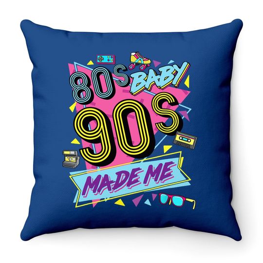 Vintage 1980s 80's Baby 1990s 90's Made Me Retro Nostalgia Throw Pillow