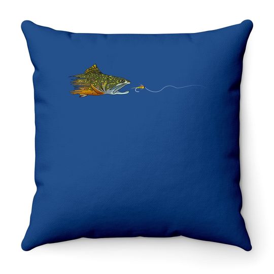 Fly Fishing Brook Trout Dry Fly Tying Fisherman Throw Pillow