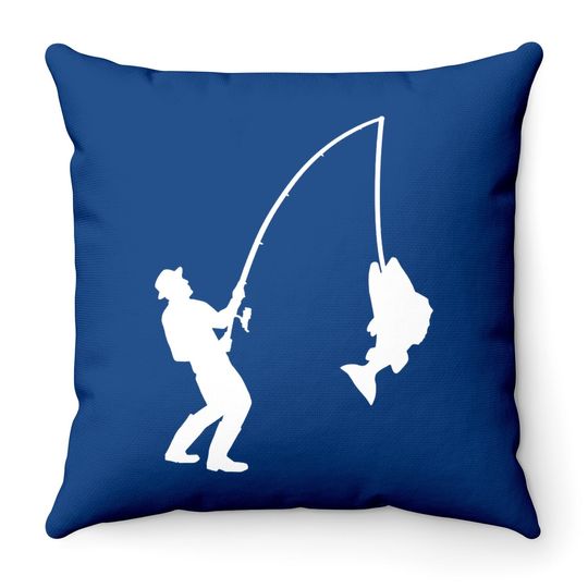 Fisherman Fishing Throw Pillow