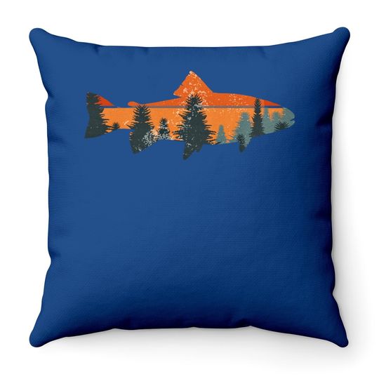 Trout Fly Fishing Nature Outdoor Fisherman Gift Throw Pillow
