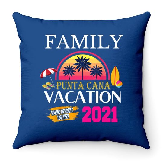 Punta Cana Family Vacation Matching Dominican Republic Throw Pillow