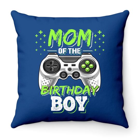 Mom Of The Birthday Boy Matching Video Gamer Birthday Party Throw Pillow