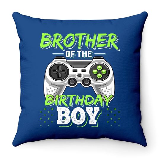 Brother Of The Birthday Boy Matching Video Game Birthday Throw Pillow