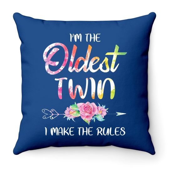 Oldest Twin Throw Pillow Sibling Birthday Twins Matching Throw Pillow