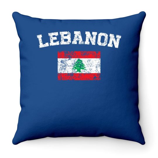 Vintage Flag Lebanon Throw Pillow