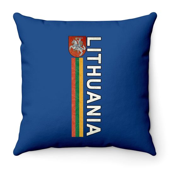 Lithuania Sporty Flag And Lithuanian Emblem Throw Pillow