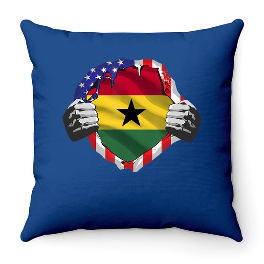 Ghana Roots Usa Flag Immigrant Throw Pillow