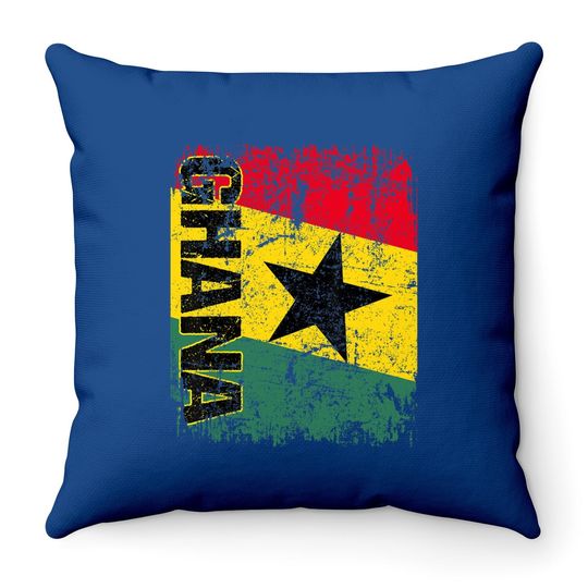 Ghana Flag Vintage Throw Pillow