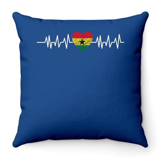 Ghana Heartbeat Pulse Ghana Flag I Love Ghana Throw Pillow