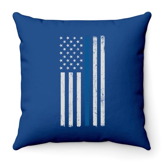 American Flag Thin Blue Line Police Support Lives Matter Us Throw Pillow