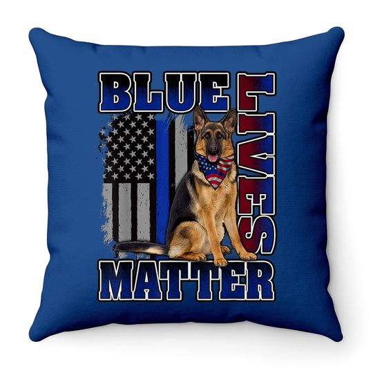Police Officer K9 Dog Throw Pillow Blue Lives Matter Blue Line Flag Throw Pillow