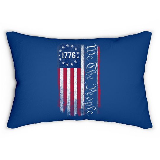 1776 We The People Betsy Ross 4th Of July American Flag Lumbar Pillow