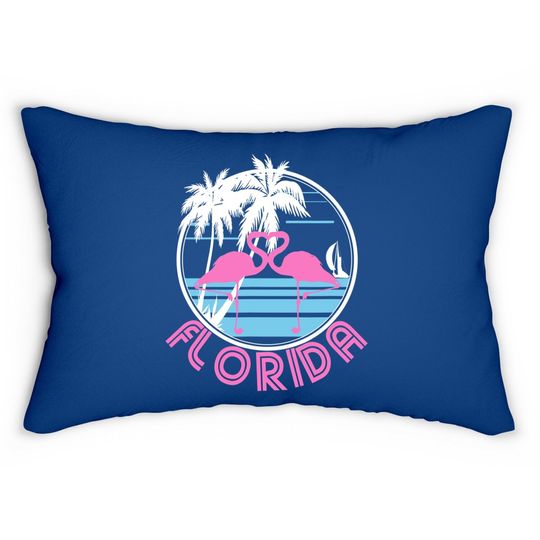Florida Strong Lumbar Pillow Pink Flamingo Heart