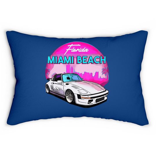 Miami Lumbar Pillow Palm Trees And Vintage Car