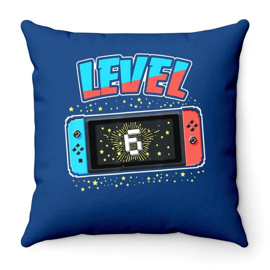 Level 6 Birthday T Boy 6 Years Old Video Games Throw Pillow