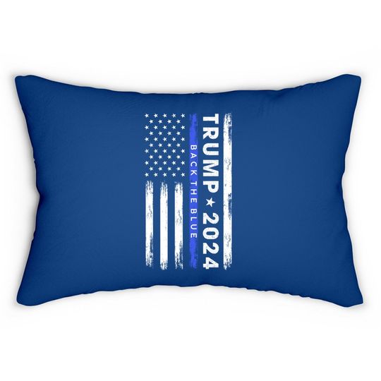 Pro Trump 2024 Back The Blue Thin Blue Line American Flag Lumbar Pillow