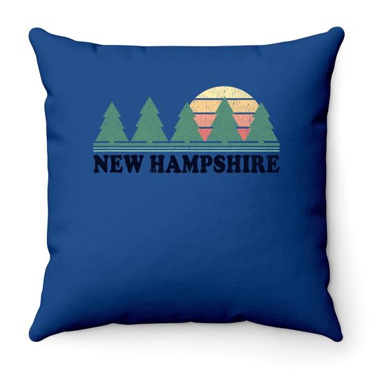 New Hampshire Nh Vintage Retro 70s Graphic Throw Pillow
