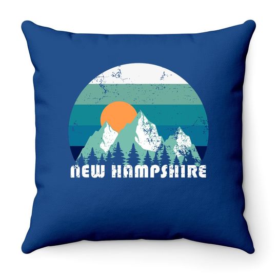 New Hampshire State Retro Throw Pillow