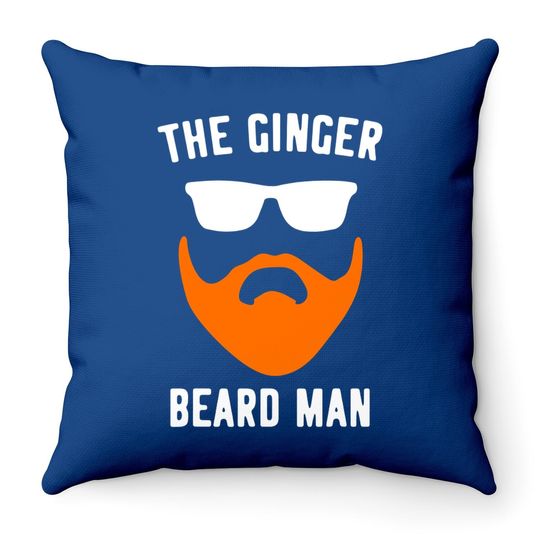Ginger Beard Redhead Irish Bearded Throw Pillow