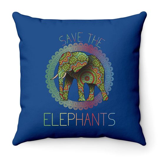 Save The Elephants Animal Right Activist Throw Pillow