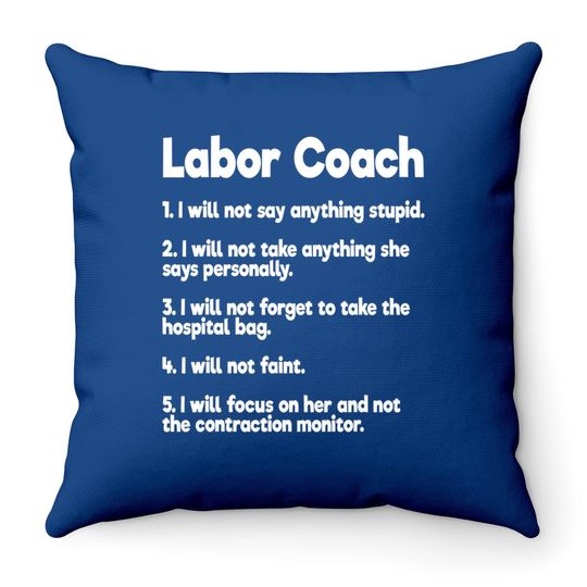 Labor Coach Expecting Dad Rules Papa Throw Pillow