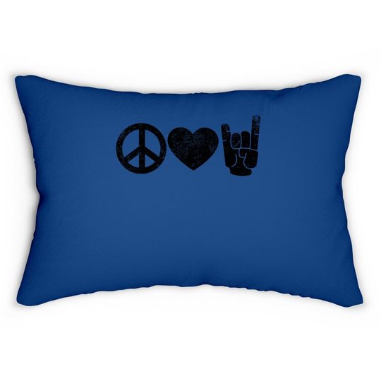Peace Love Rock And Roll Lumbar Pillow