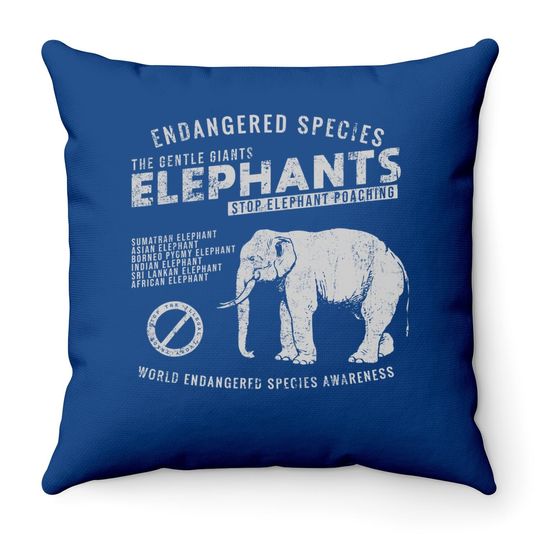 Save The Elephants Throw Pillow