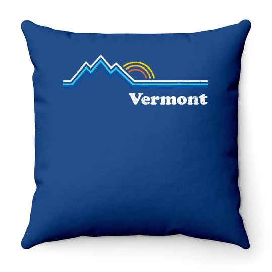 Retro Vermont Vintage Sunrise Mountains Throw Pillow