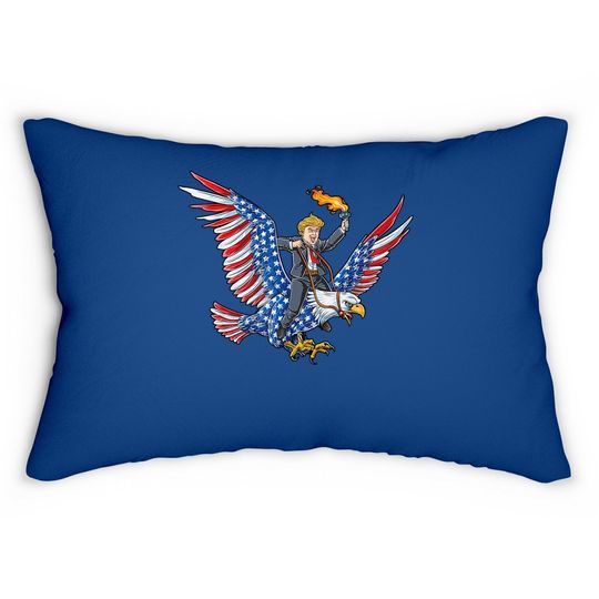 Trump Eagle 4th Of July Lumbar Pillow Boys American Flag Gift Lumbar Pillow