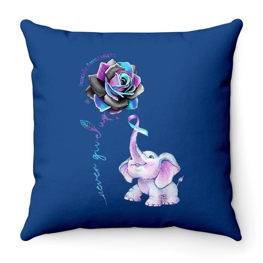 Suicide Prevention Awareness Flower Elephant Ribbon Gift Throw Pillow
