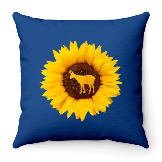 The Chamois Gift For Goat Antelope Sunflower Lover Throw Pillow