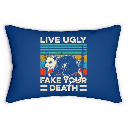 Live Ugly Fake Your Death Retro Vintage Opossum Premium Lumbar Pillow
