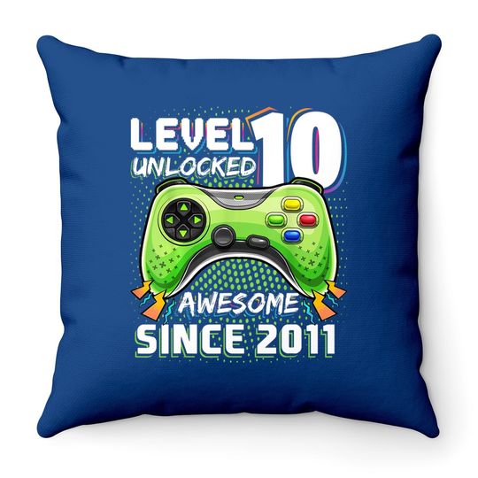 Level 10 Unlocked Awesome Video Game Gift Throw Pillow