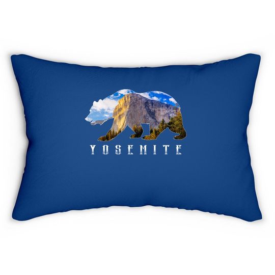 California Bear With Yosemite National Park Image Souvenir Lumbar Pillow