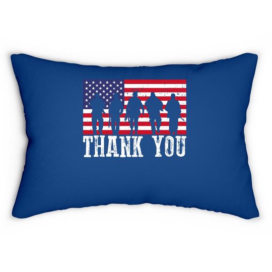Veterans Day American Flag Thank You Lumbar Pillow