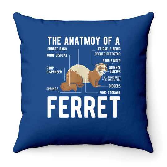 Ferret Anatomy Throw Pillow